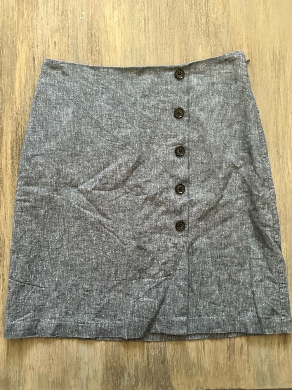 Ann Taylor Factory Blue Button-Front Mini Skirt